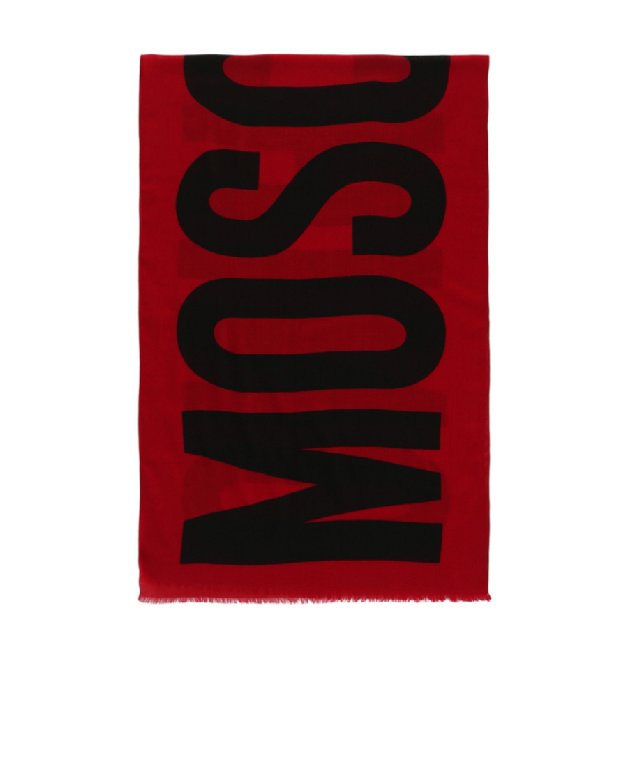 Moschino Logo Wool Scarf In Red