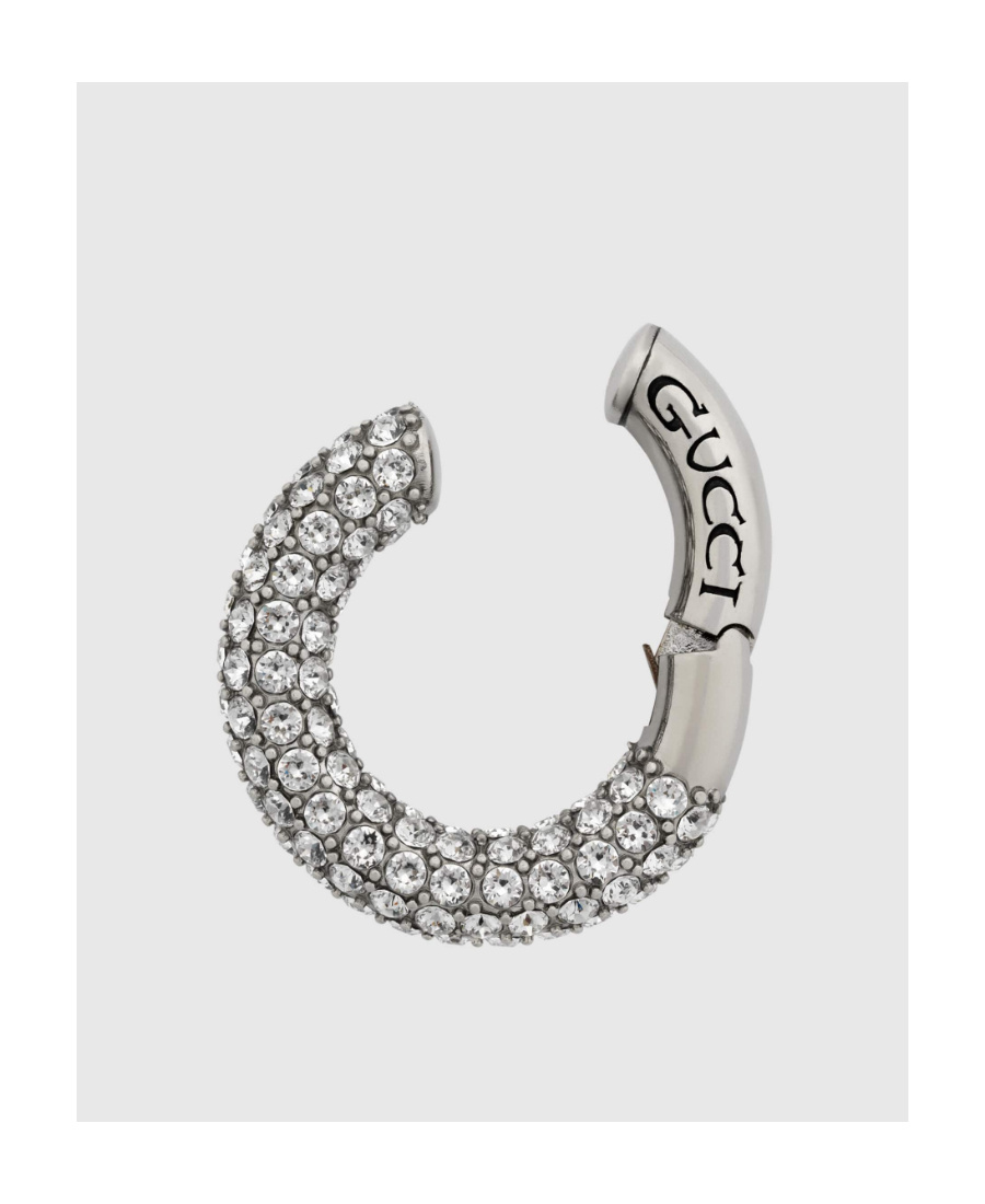 Gucci Crystal-embellished Hoop Ear Cuffs In Gray