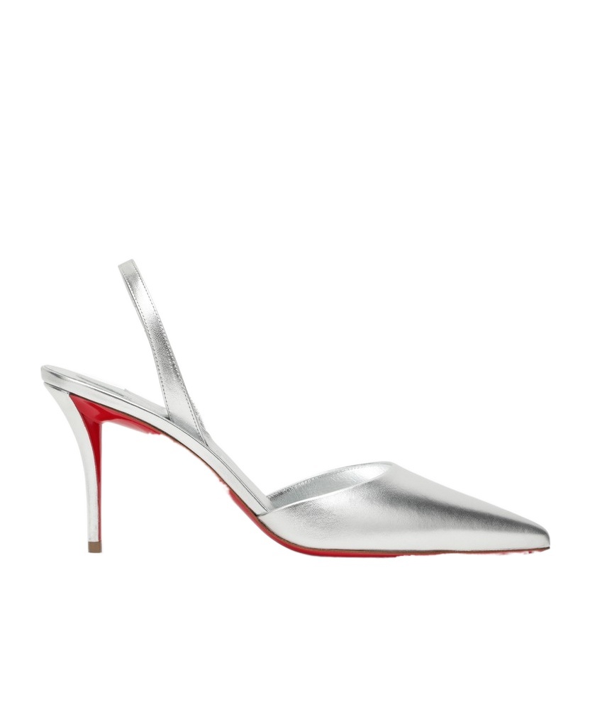 Christian Louboutin Stiletto Heel Pointed Toe Leather Pumps In White