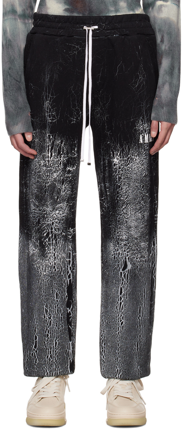 Amiri Cracked-dye Logo Track Pants In Black
