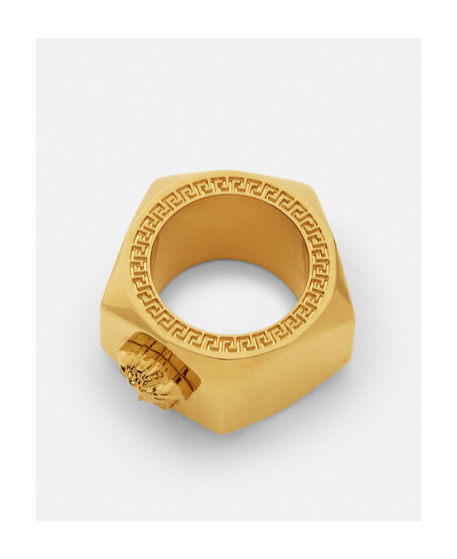 Versace Medusa Metal Ring In Yellow