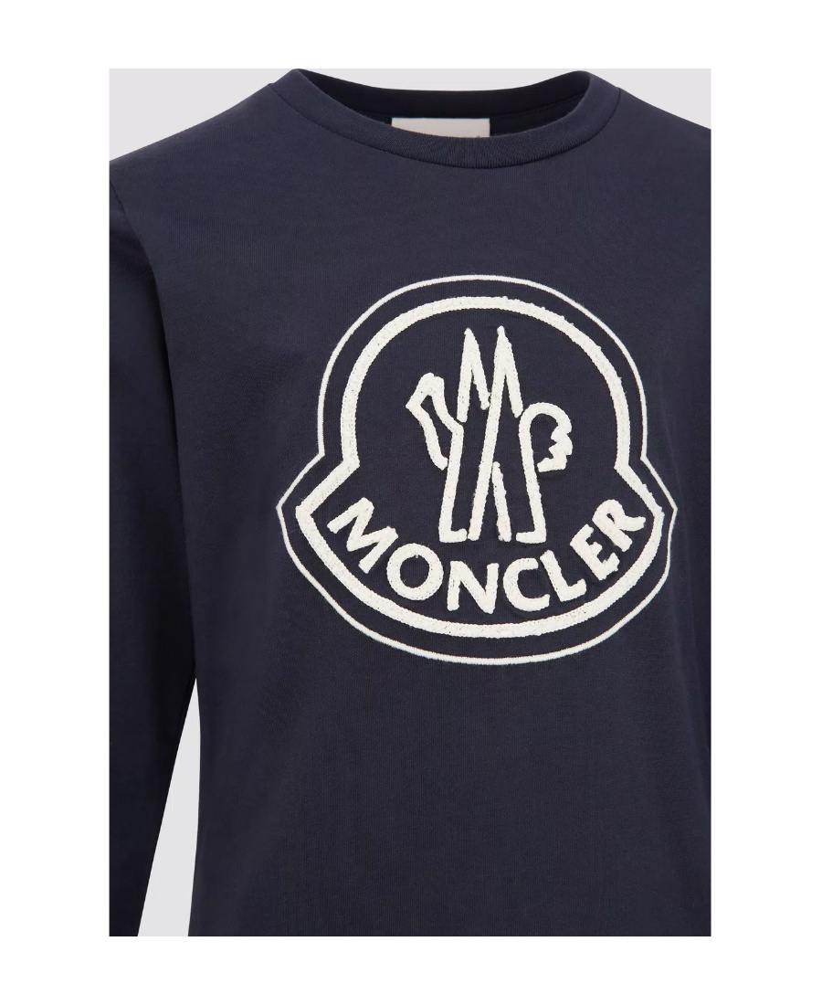 Moncler Logo-embroidered Cotton T-shirt In Blue