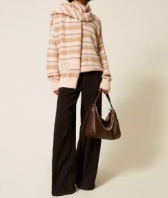 Twinset Striped V-neck Sweater In Brown