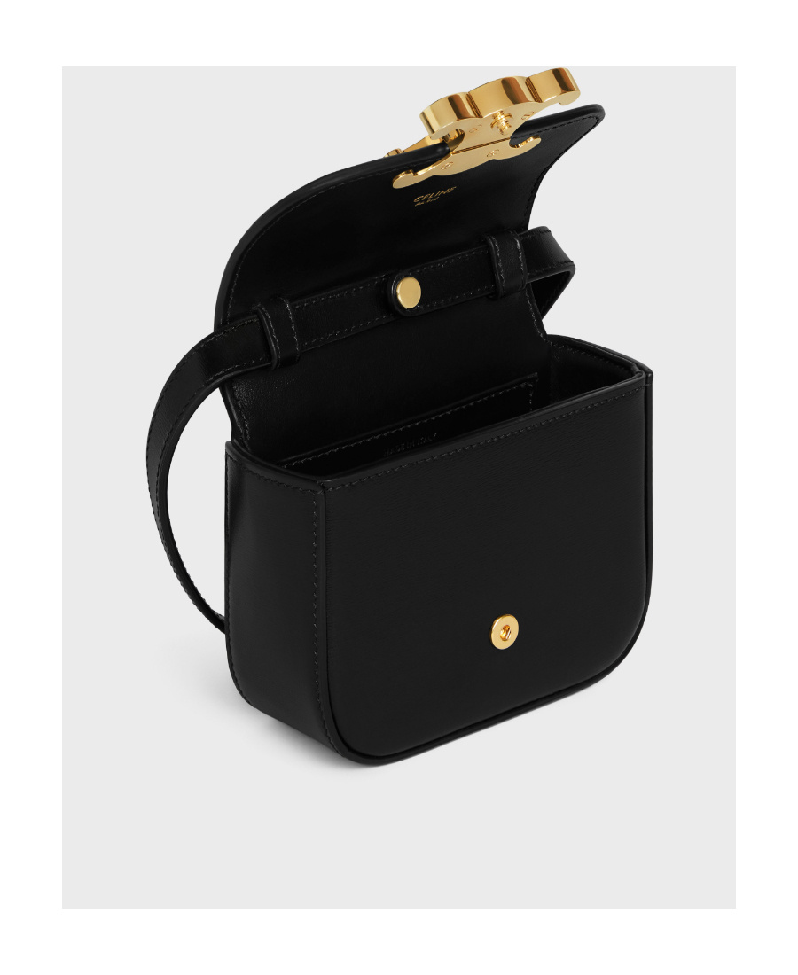 Celine Mini Triomphe With Strass Buckle Shoulder Bag In Black