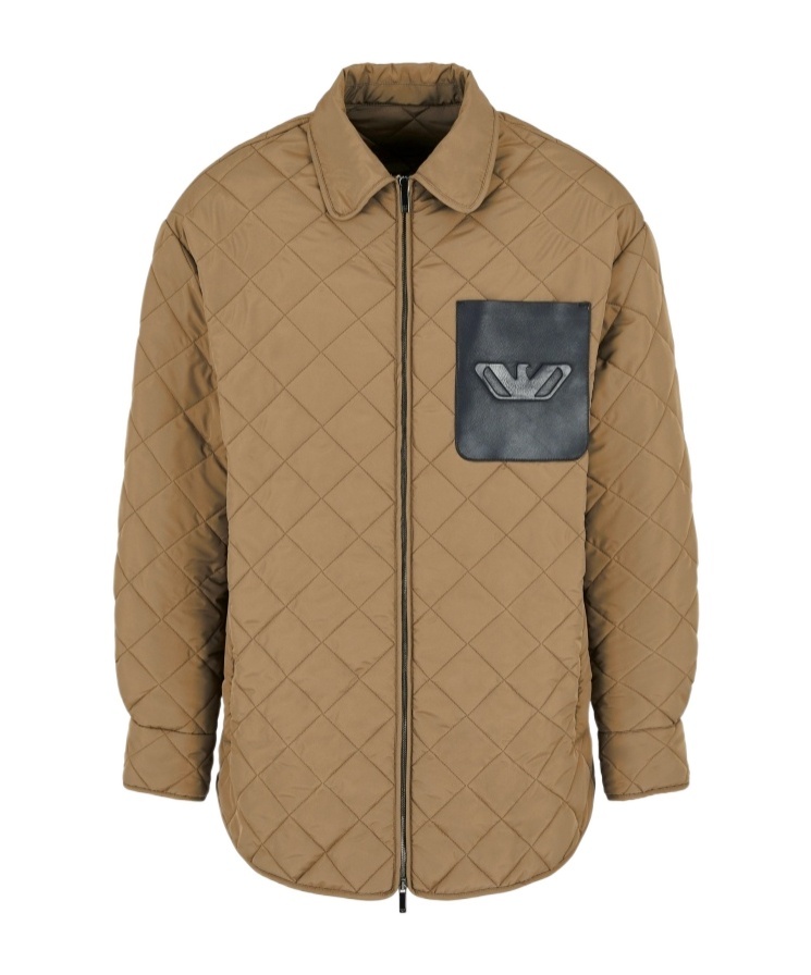 EMPORIO ARMANI LOGO-EMBOSSED QUILTED JACKET