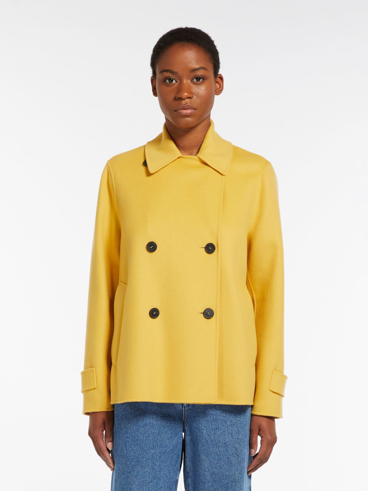 Weekend Max Mara Double-breasted Wool Pea Coat In Yellow