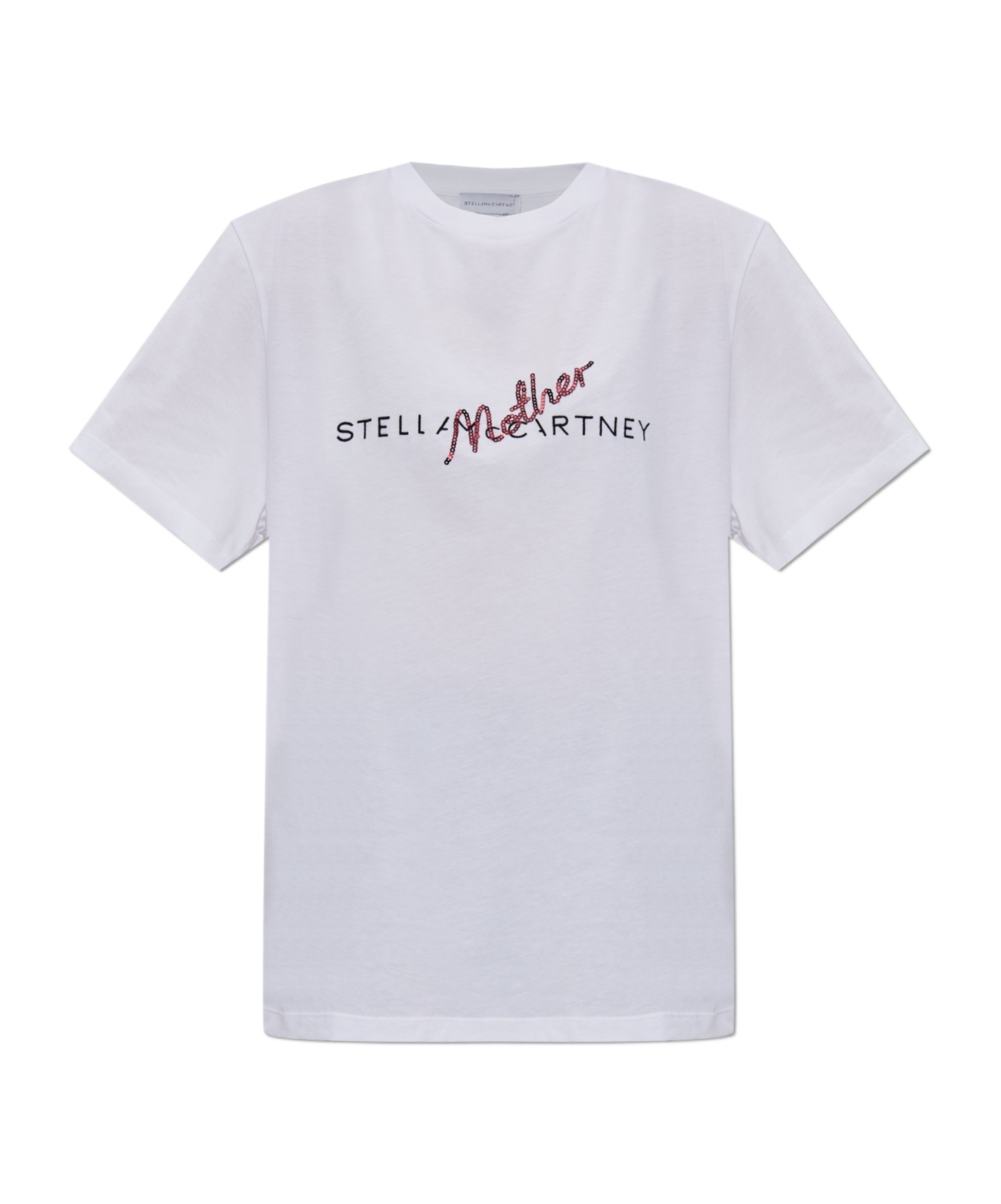 Stella Mccartney Crew Neck T-shirt With Logo Print And Sequin Detail
