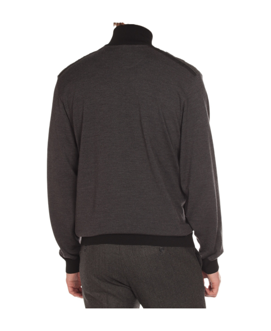 Paul & Shark Dark Gray Zipper Detail Pullover In Black