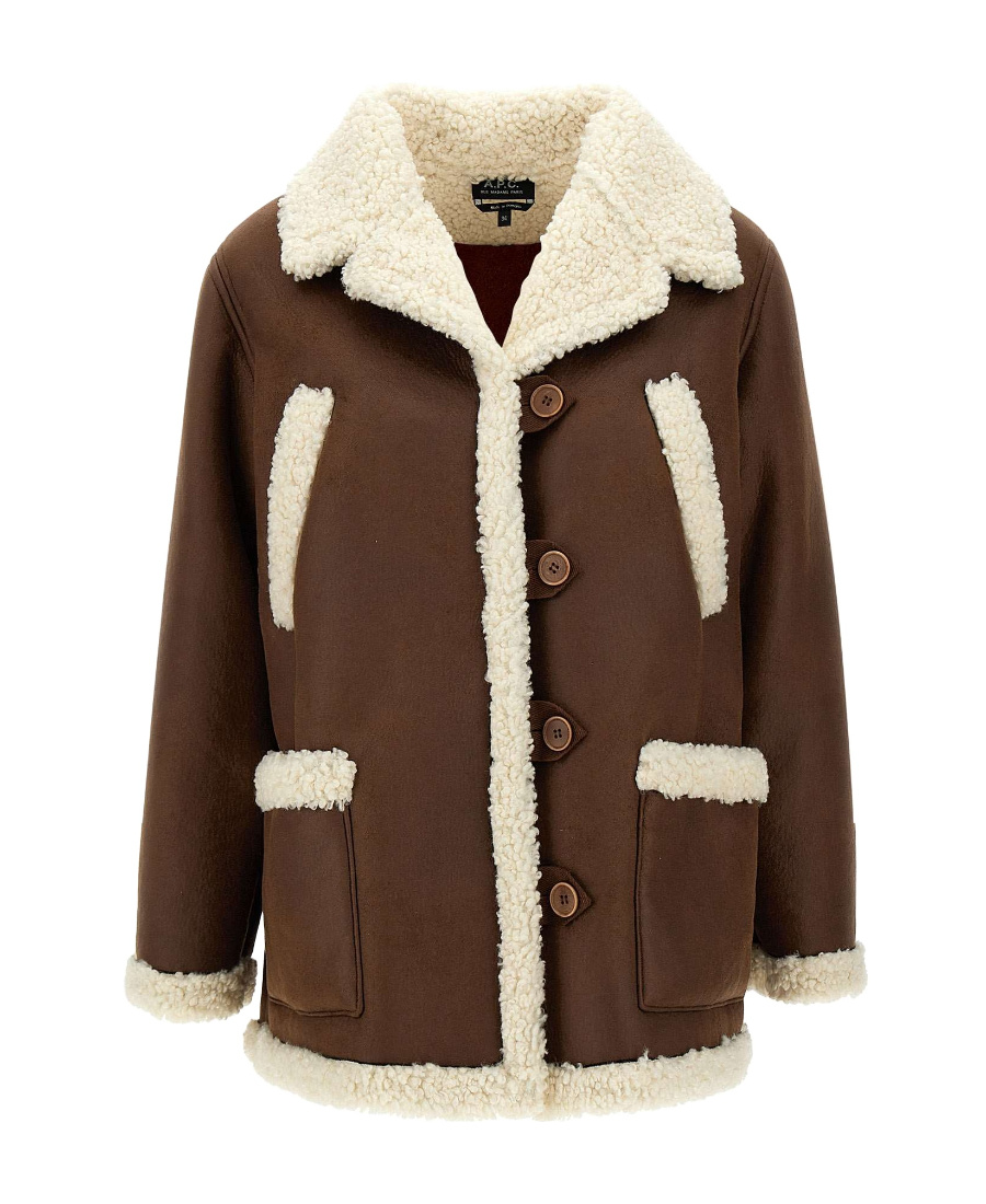 Apc Faux-leather Shearling Jacket In Multicolor