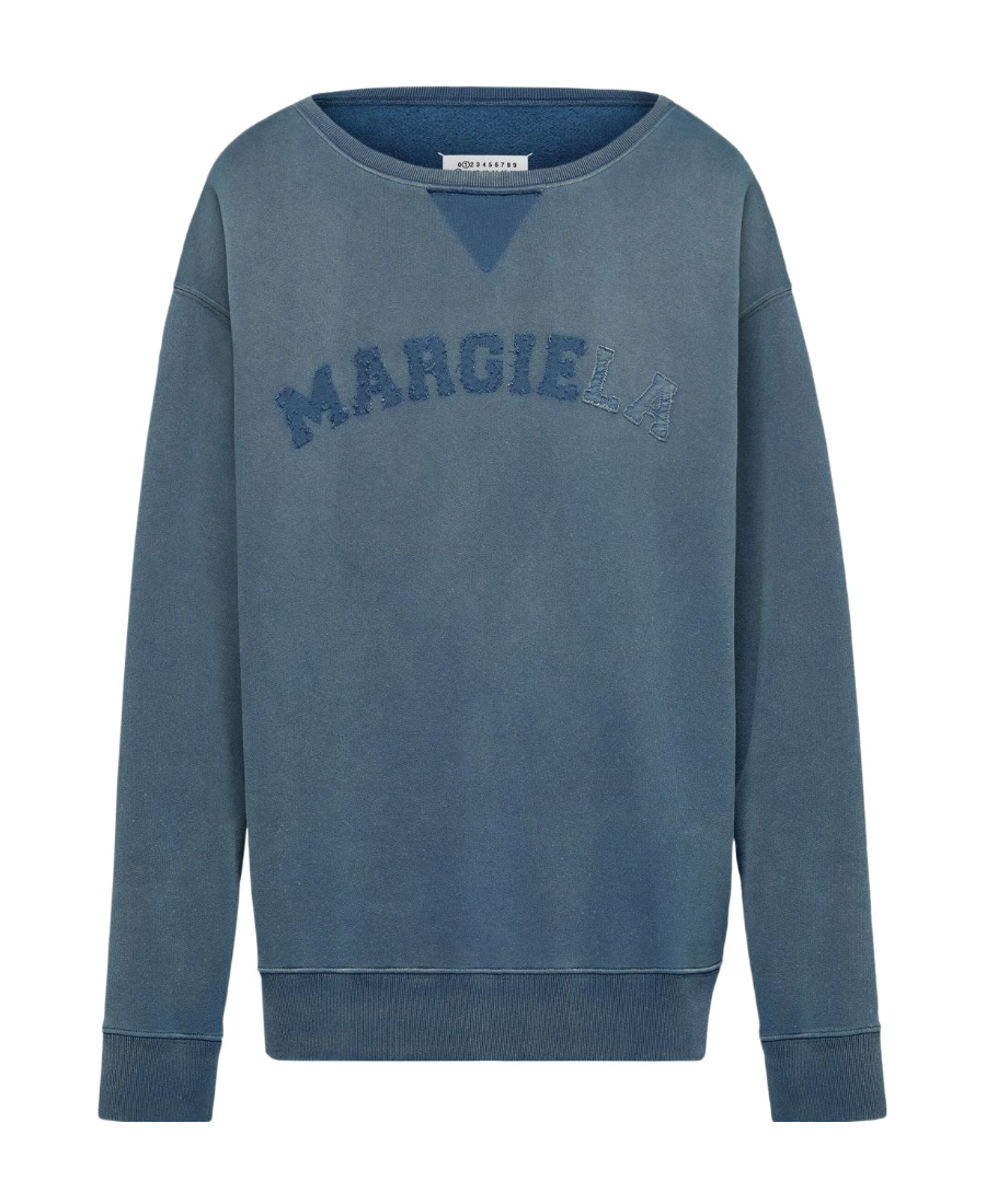 Maison Margiela Logo-print Faded Sweatshirt In Blue