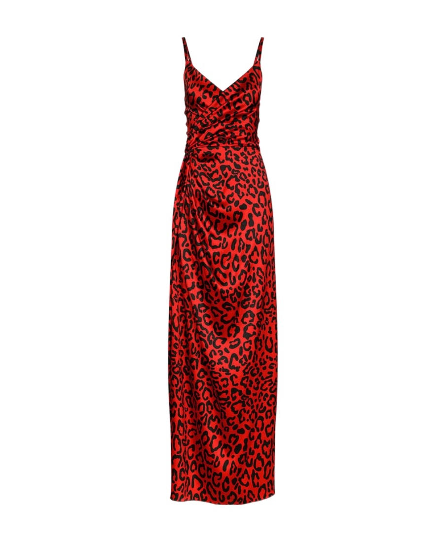 Dolce & Gabbana Leopard-print Maxi Dress In Red