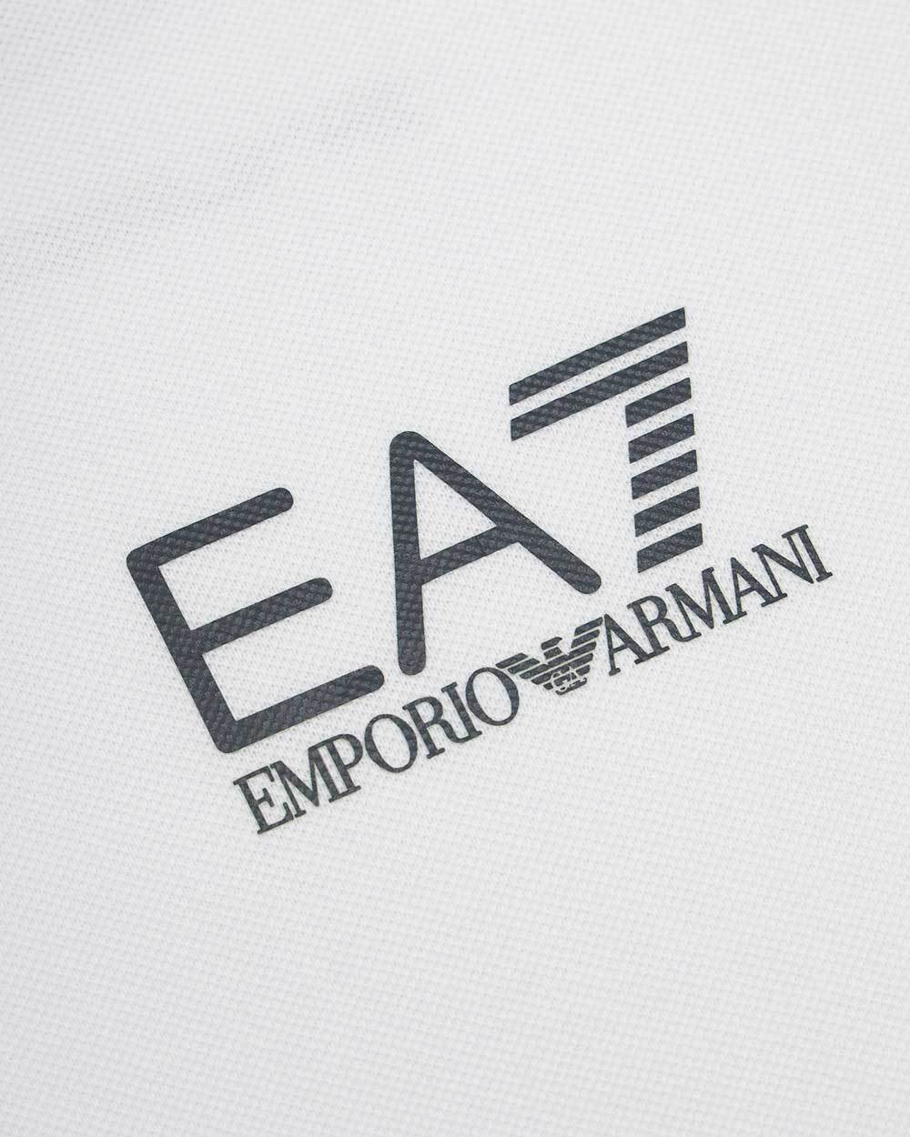 Ea7 Logo Printed Polo Shirt In White