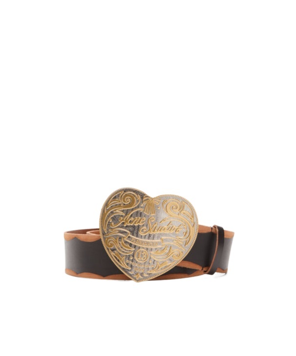 Acne Studios Heart-buckle Leather Belt In Brown
