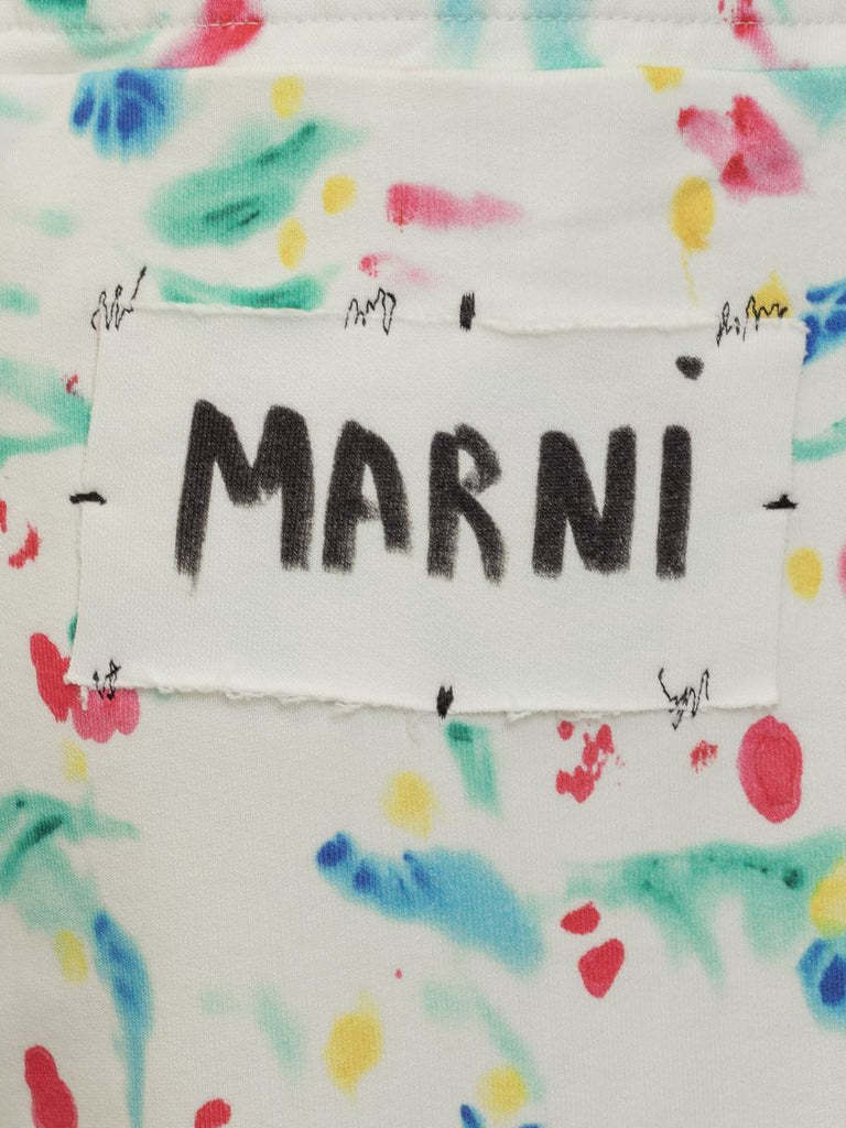 Marni Logo Patch Motif Printed Pants In Nude