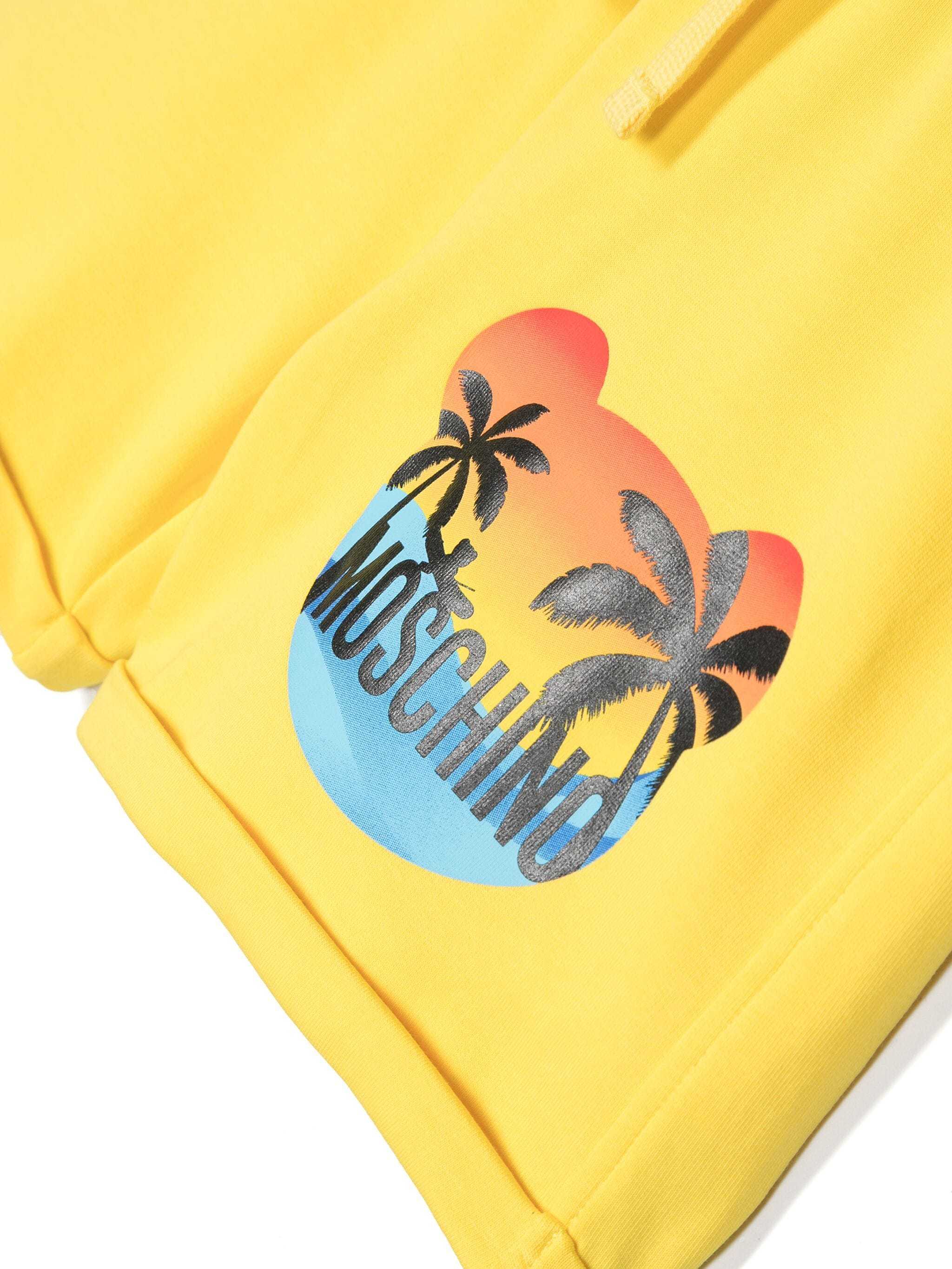 Moschino Beach-print Track Shorts In Yellow