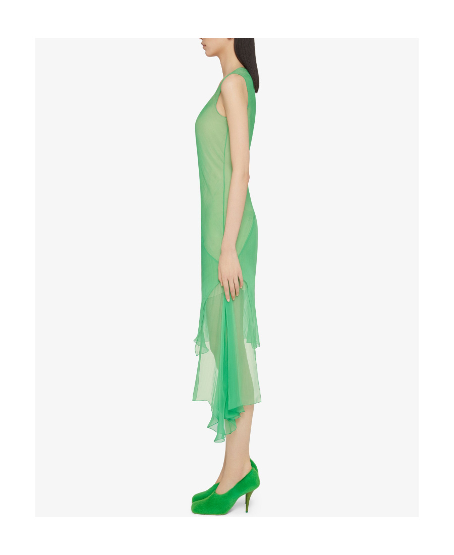 Givenchy Asymmetrical Sleeveless Dress In Green
