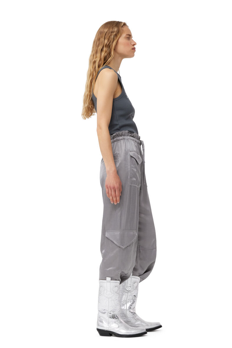 Shop Ganni Silver Mid Shaft Embroidered Western Boots In White