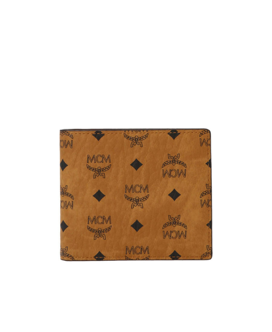 Mcm Printed Half-fold Wallet In Brown