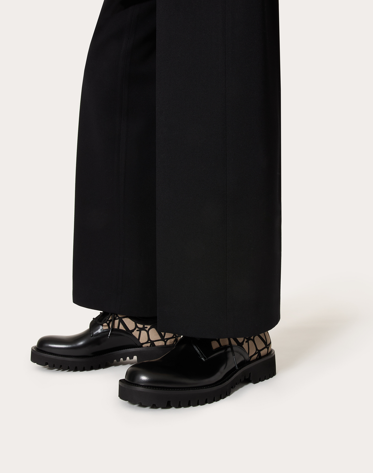 Valentino Iconographe Toile Derby Brogues In Black