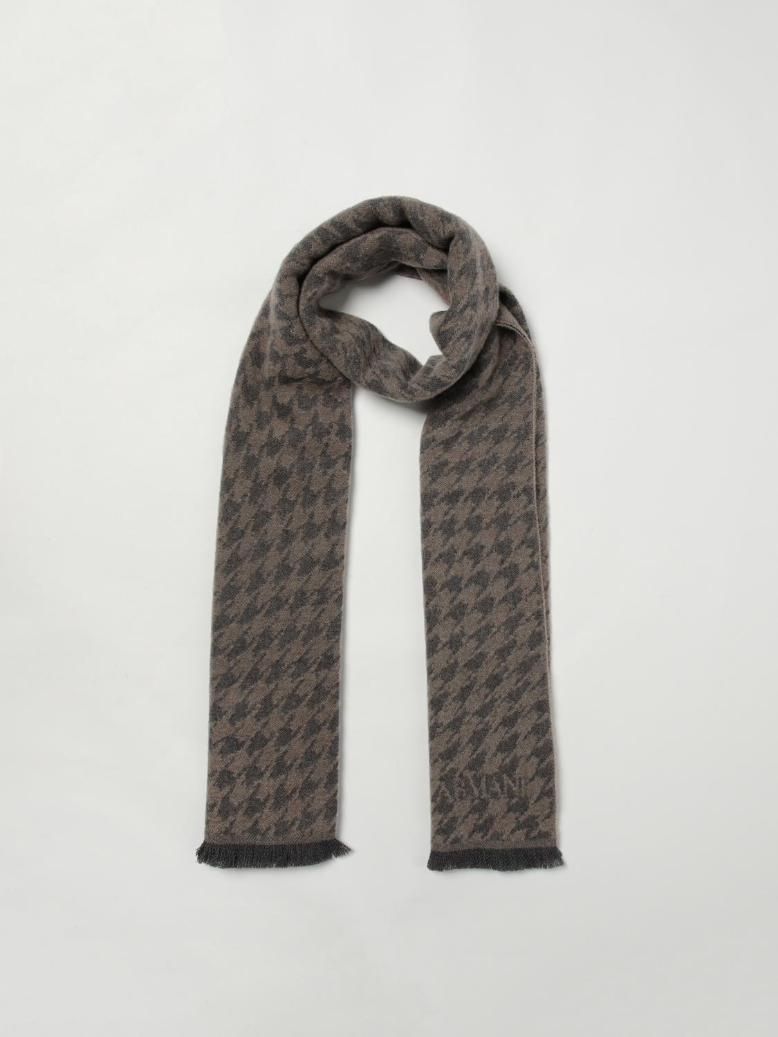 Emporio Armani Houndstooth Jacquard Wool Scarf In Black
