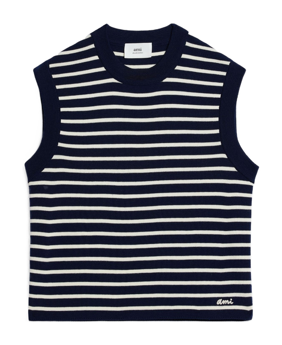 Ami Alexandre Mattiussi Stripe-print Merino Vest In Black