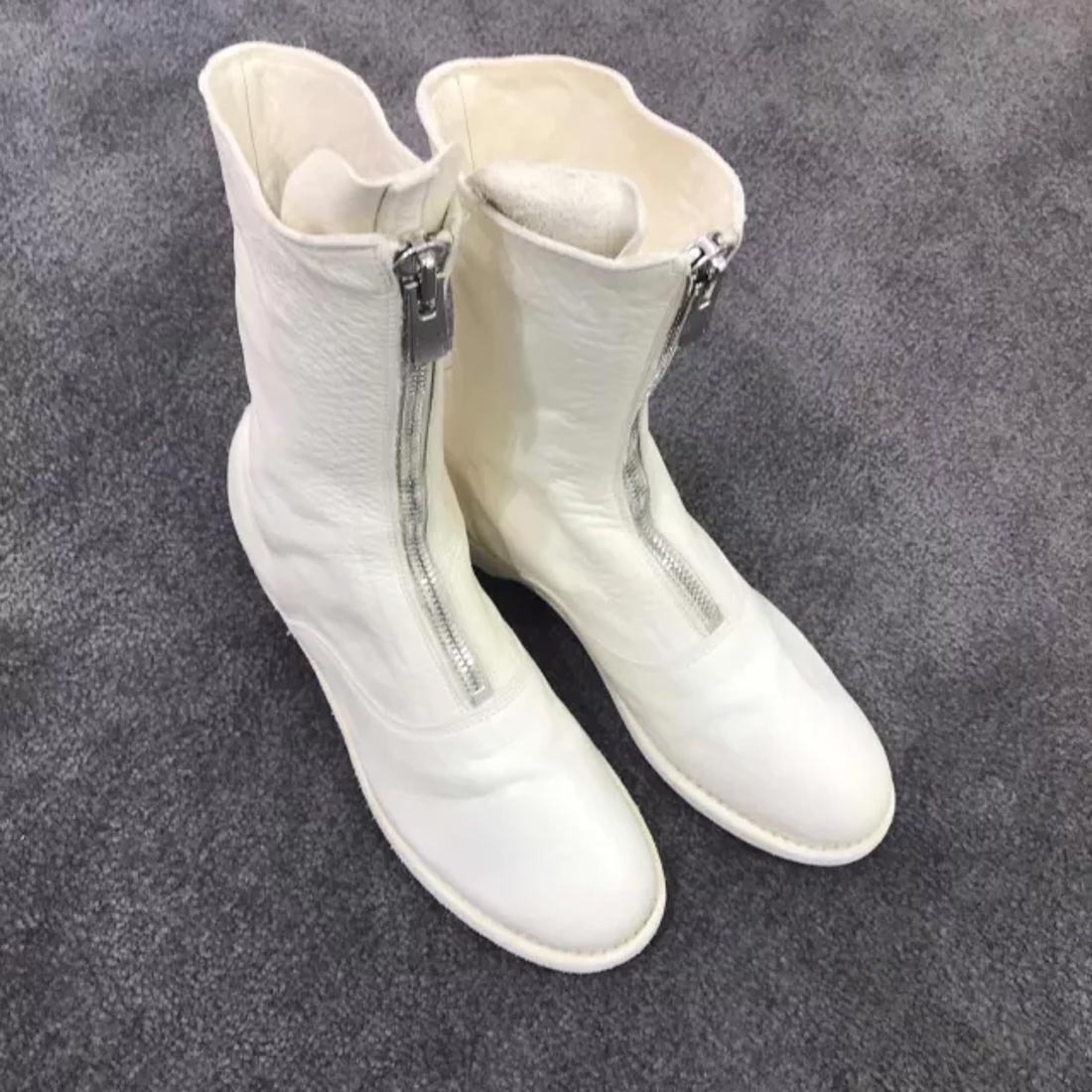 Guidi 310 Front Zipper Boots In White