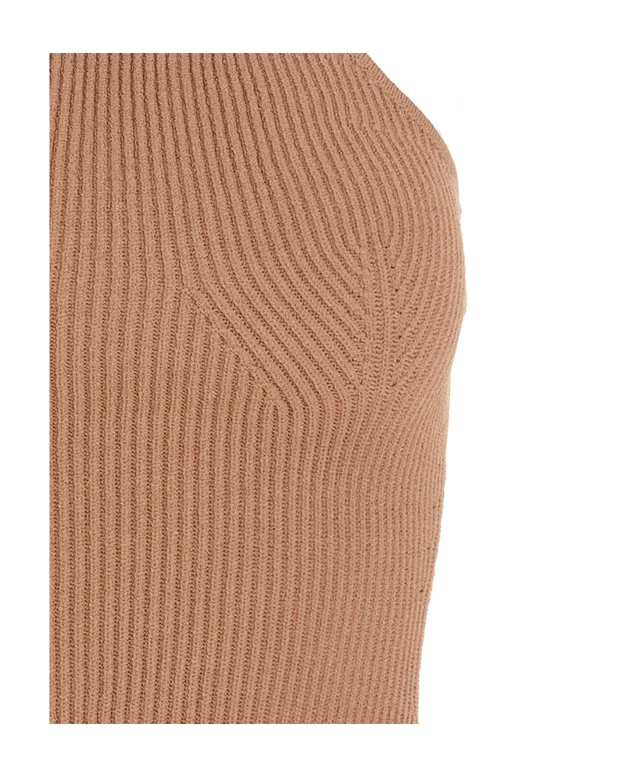 Khaite Rumer Strapless Ribbed-knit Midi Dress In Brown
