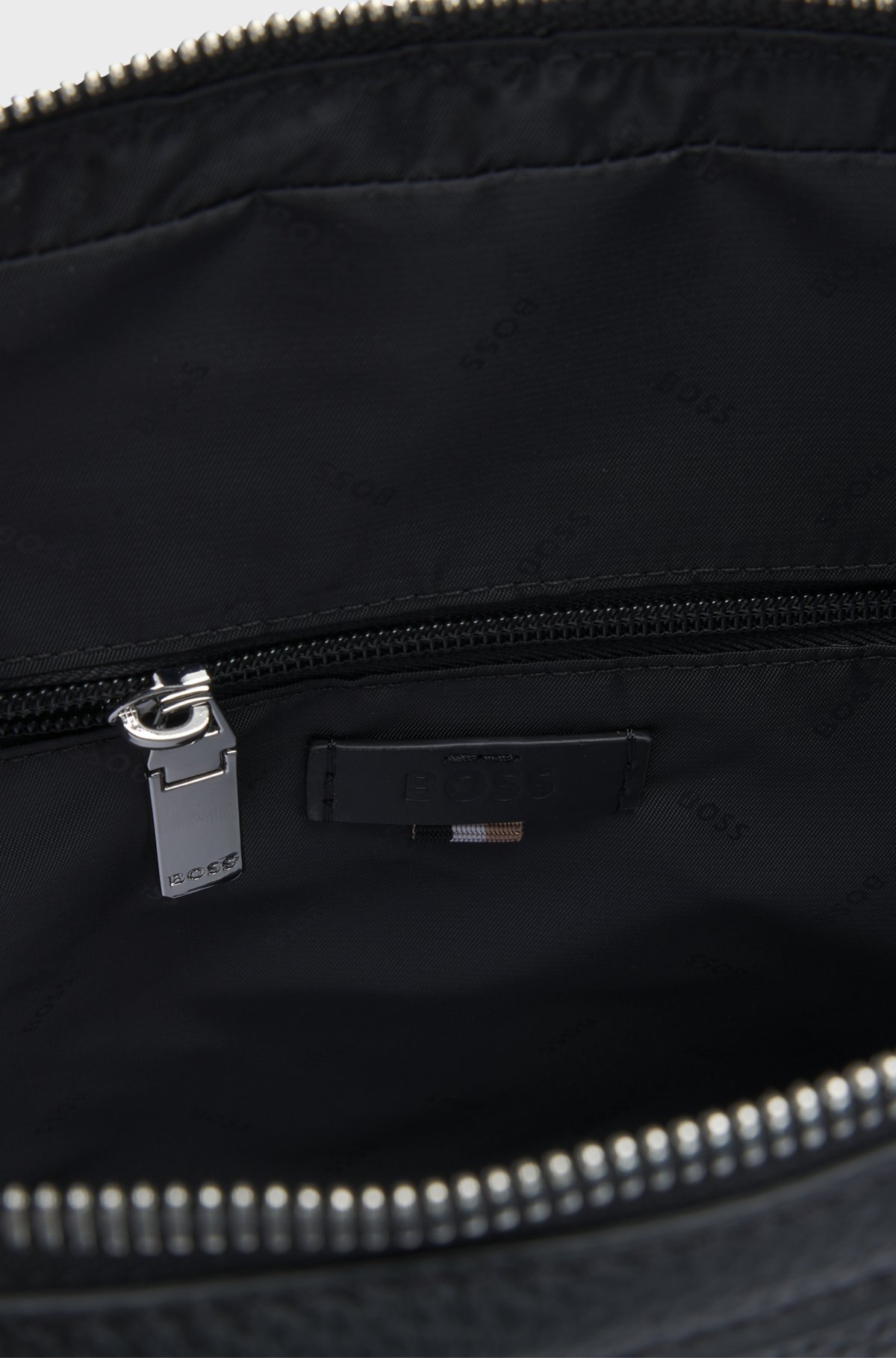 Hugo Boss Italian-leather Document Case With Signature Trims In Black