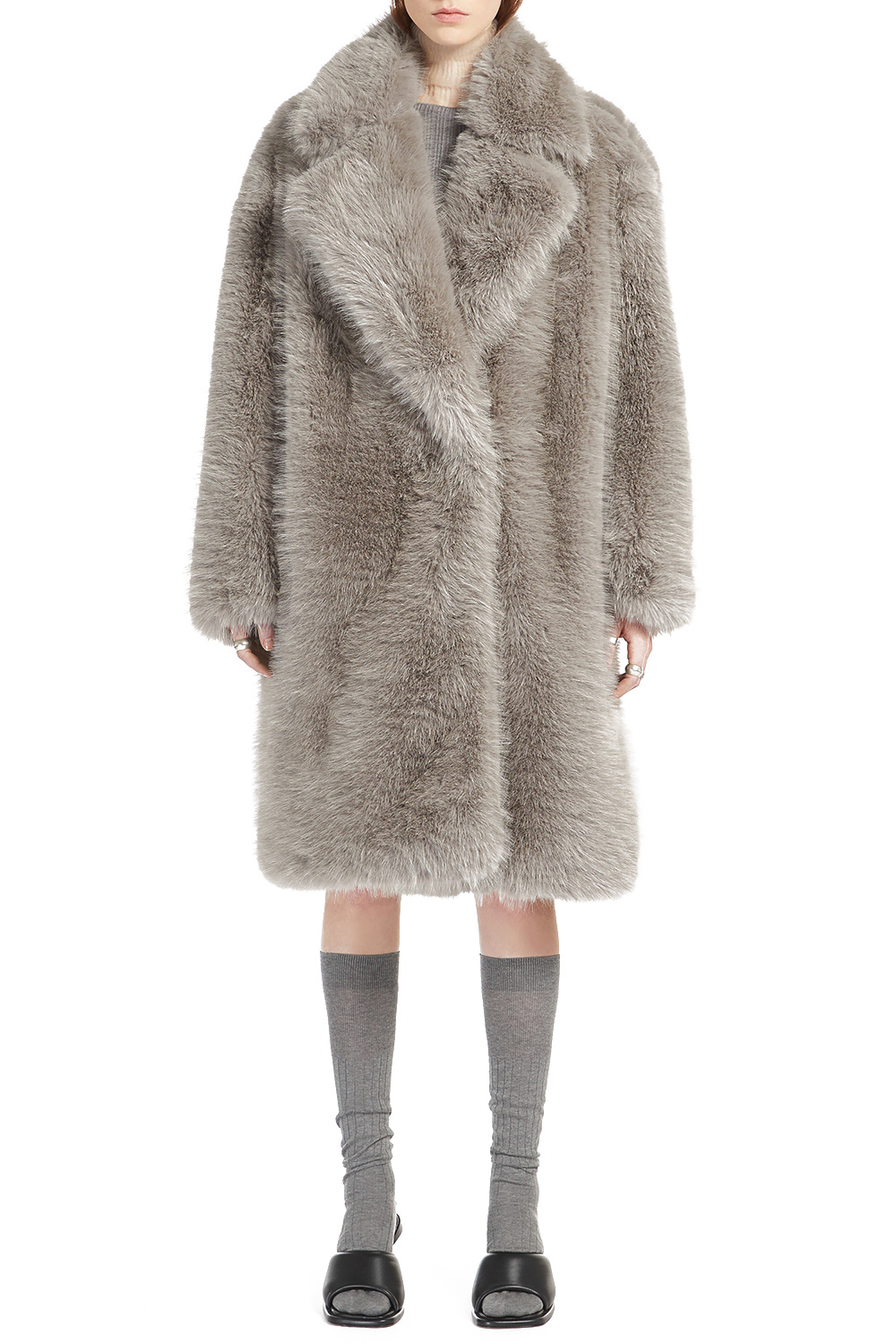 Sportmax Long-sleeved Coat In Gray