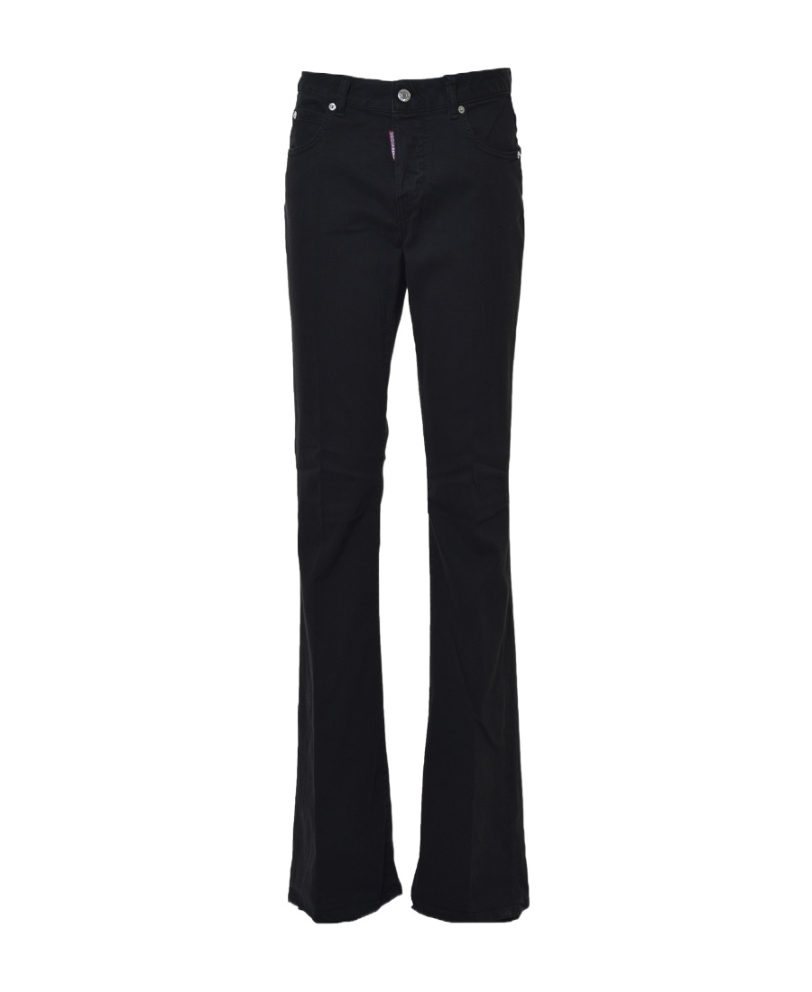 Dsquared2 Logo Patch Mid-rise Flared Jeans In Black