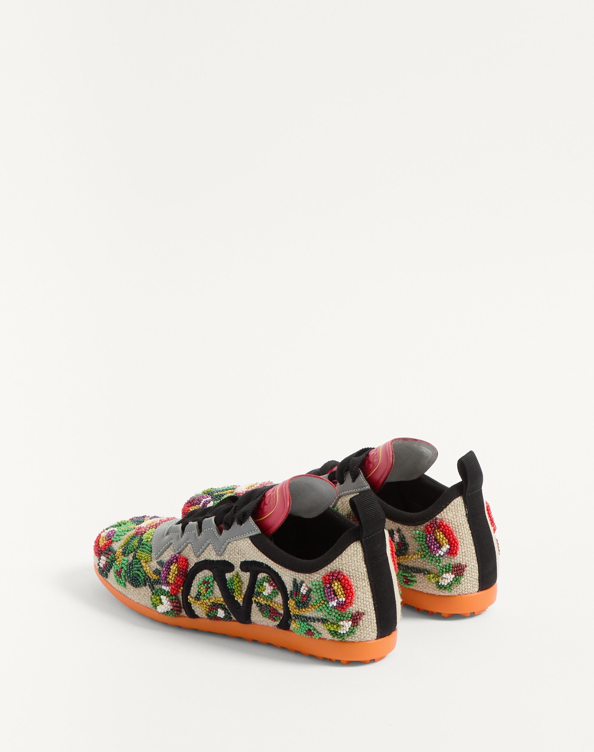 Valentino Garavani Embellished Canvas Chromathon Sneakers In Multicolor