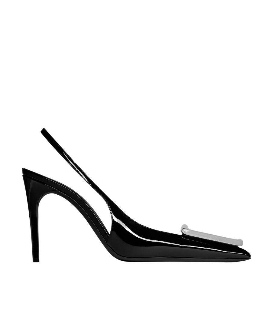 SAINT LAURENT AVENUE SLINGBACK PUMPS IN PATENT LEATHER 