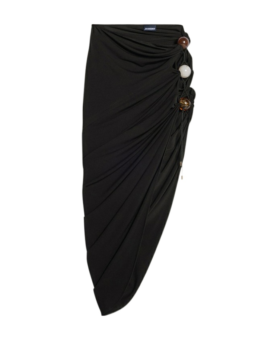 Jacquemus Black Le Raphia 'la Jupe Perola' Midi Skirt In Black