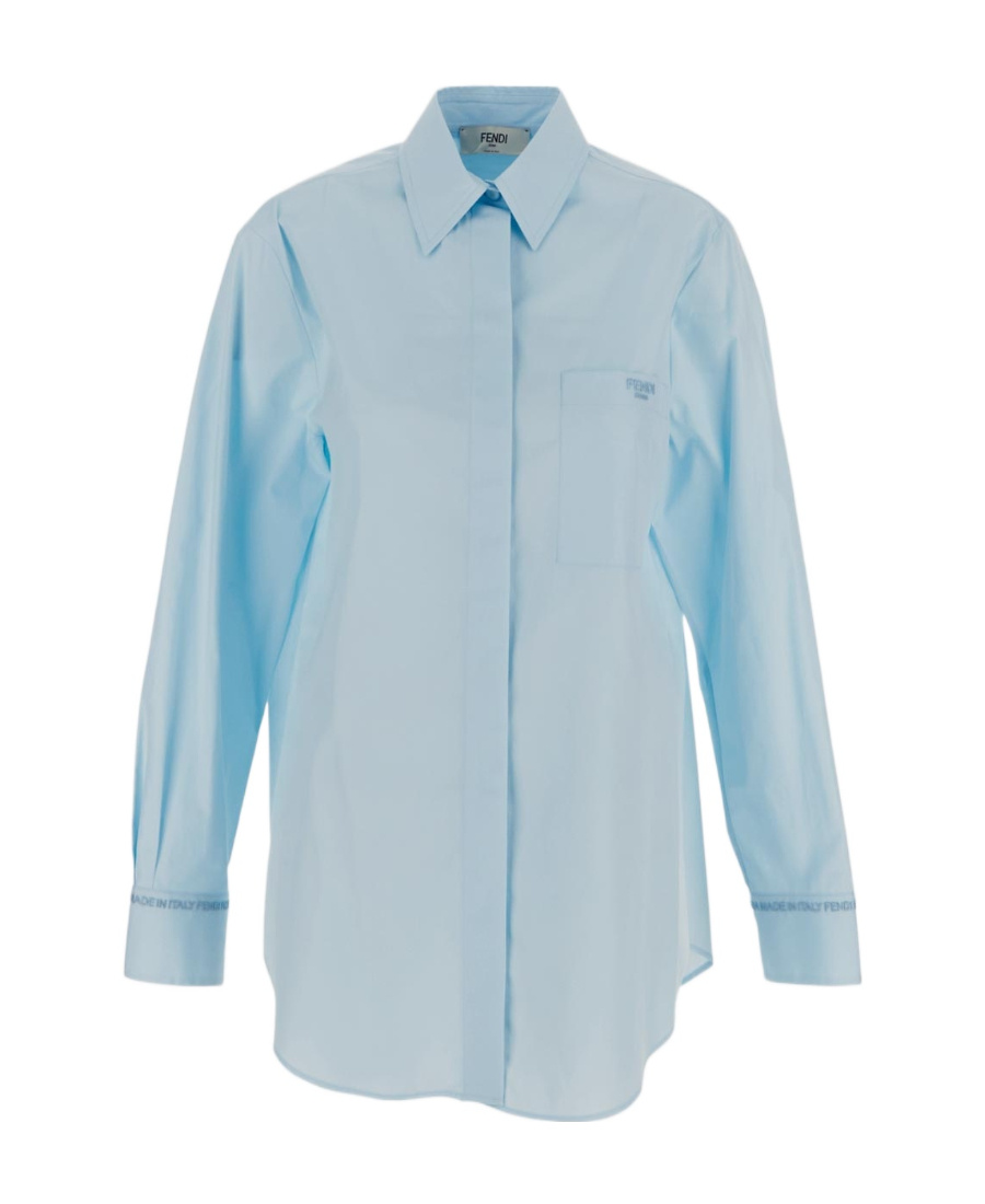 FENDI LOGO-EMBROIDERED COTTON SHIRT