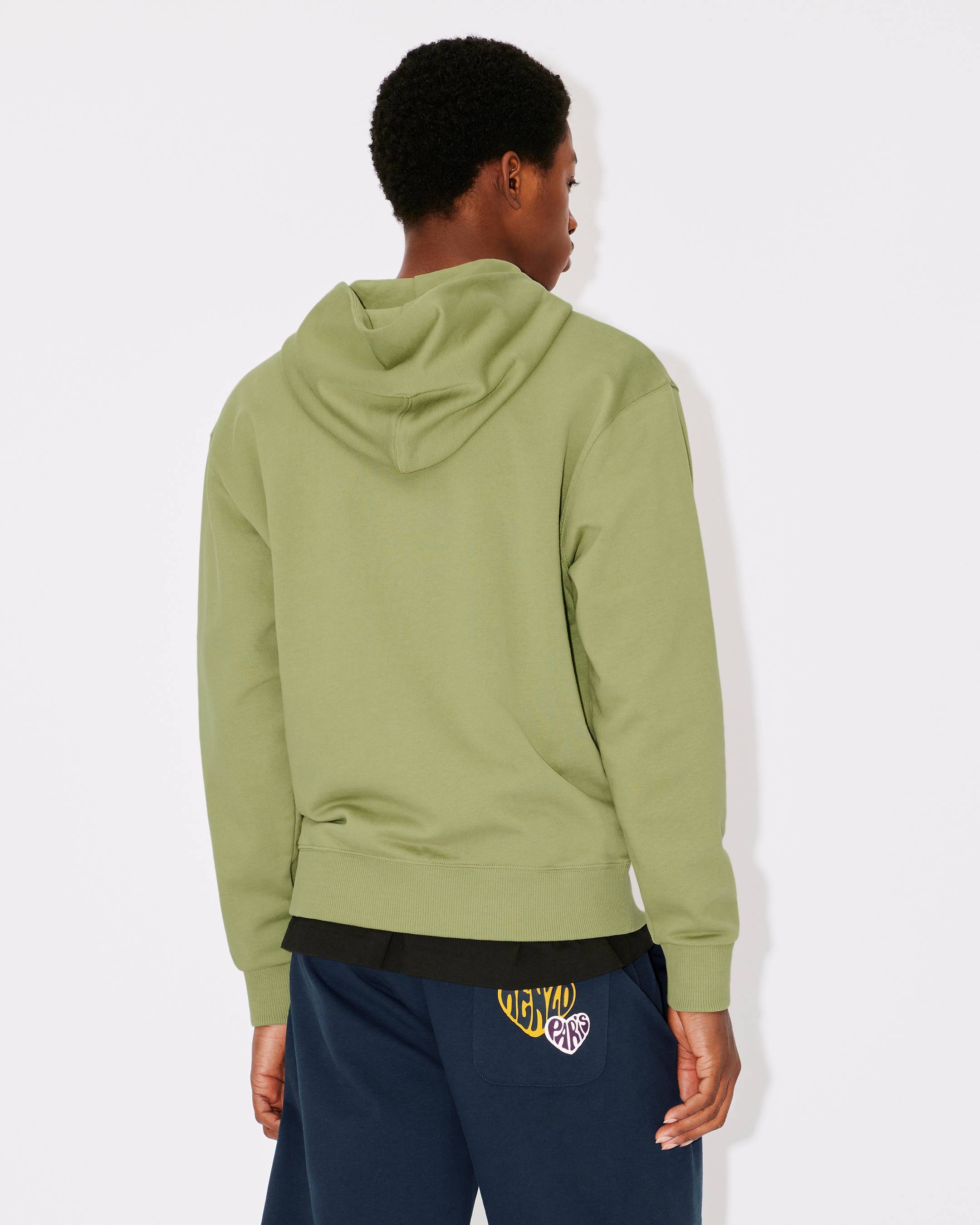 Kenzo Hooded Zipped 'boke Flower' Crest Jumper In Green