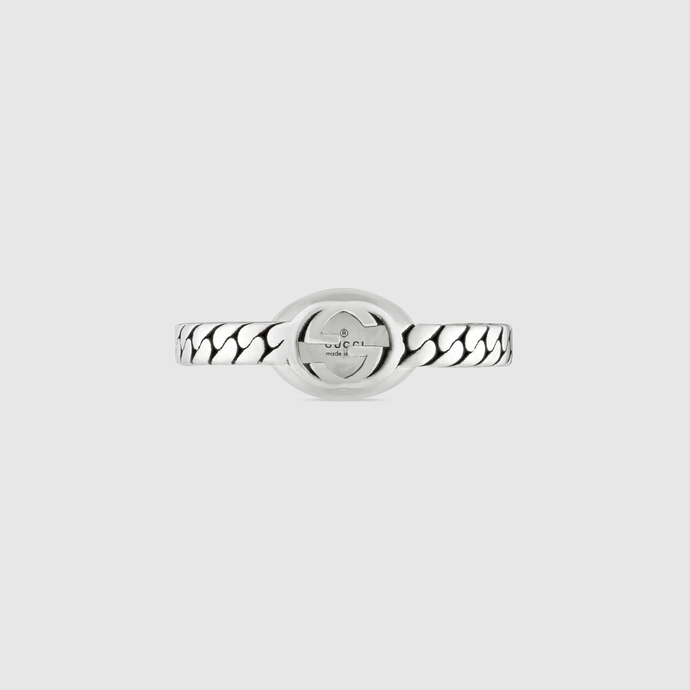 Gucci Thin Interlocking G Ring In Neutral
