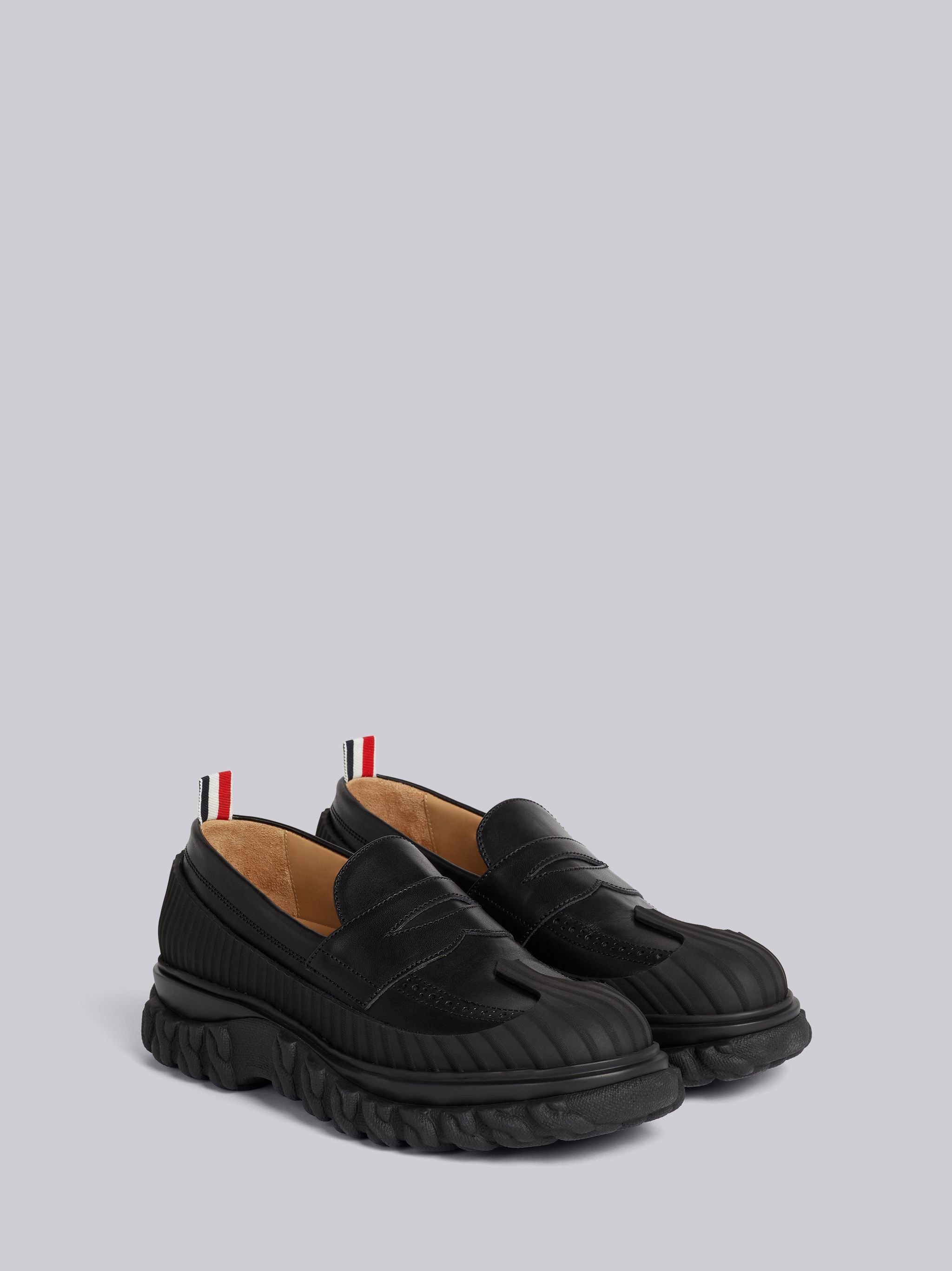 Shop Thom Browne Ridged Penny Loafers In Black