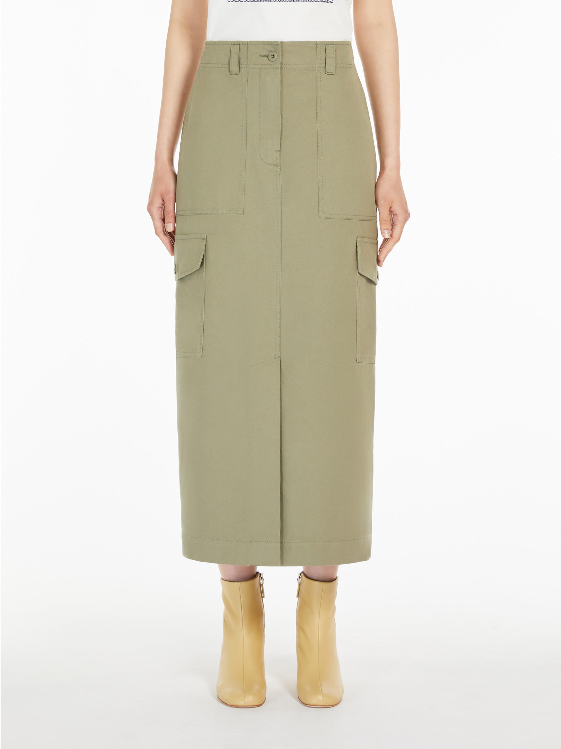 Weekend Max Mara Green Calais Midi Skirt In Brown