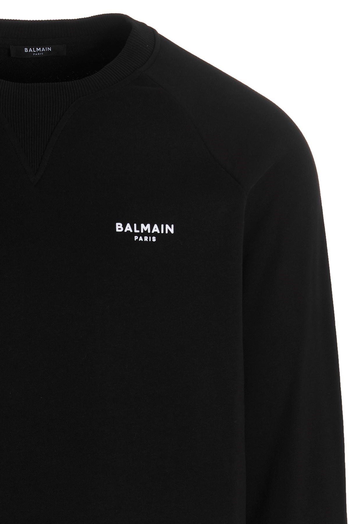 Shop Balmain Logo-print Cotton Jumper In Black