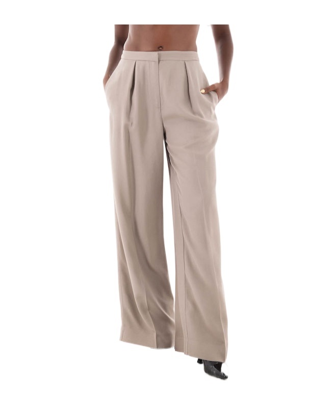 Shop Calvin Klein Pleated Wide-leg Pants In Nude