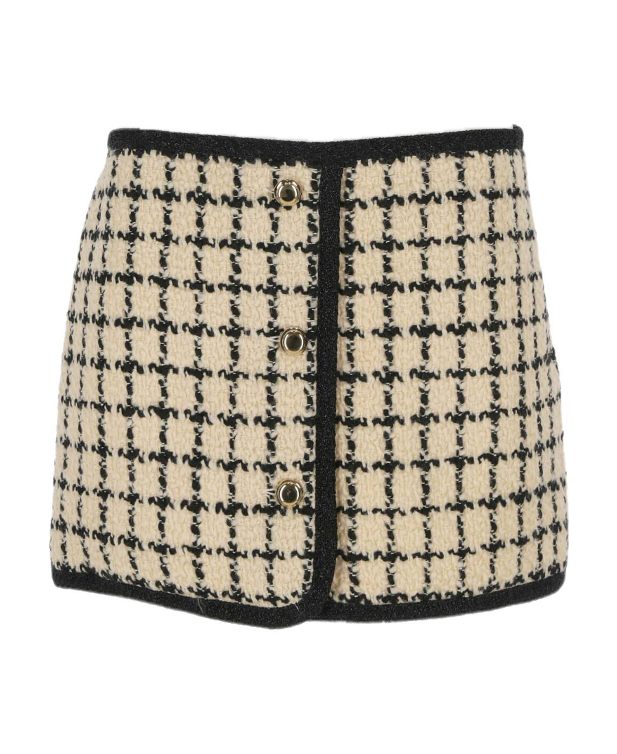 MIU MIU CHECK-PATTERN TWEED MINISKIRT 