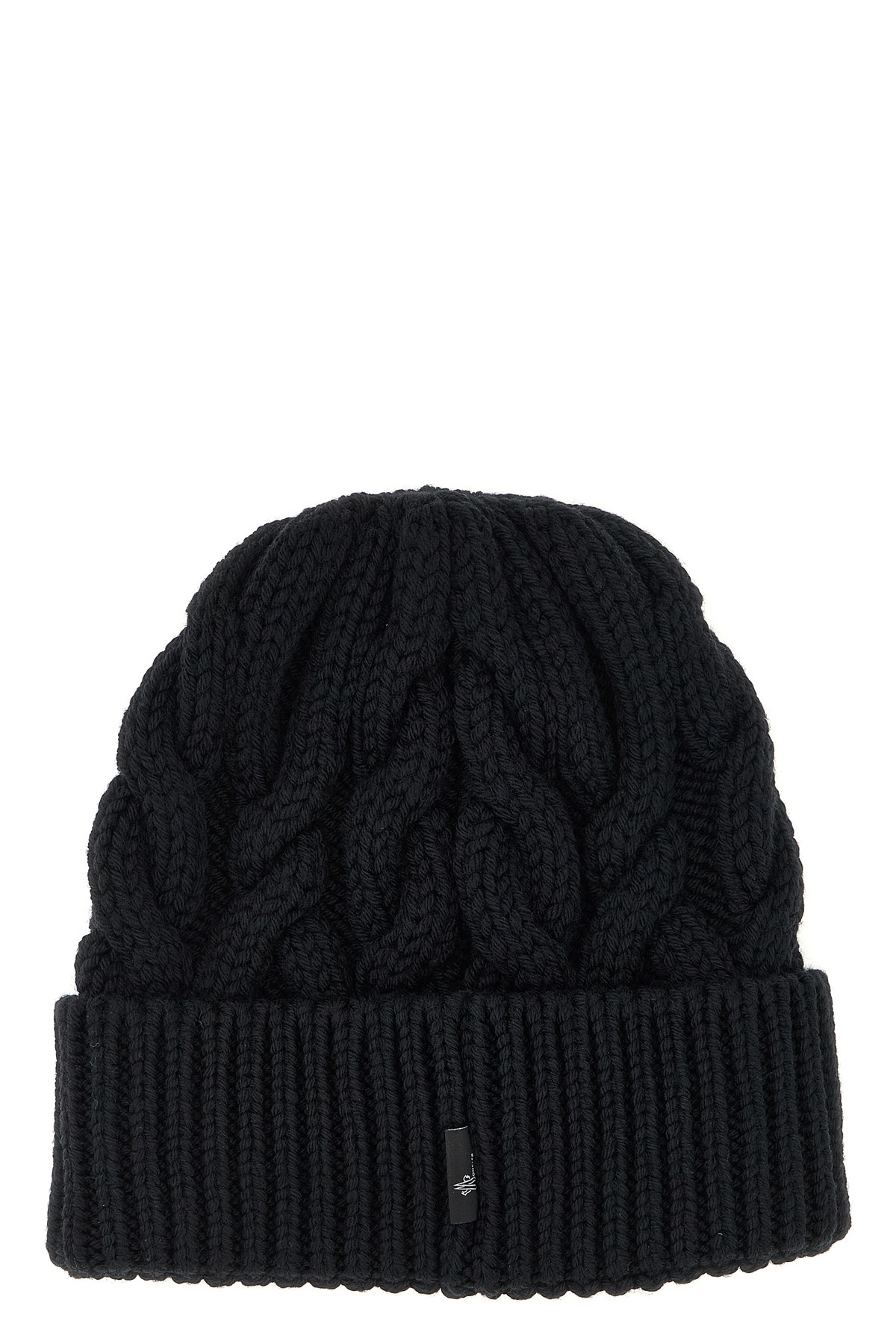 Moncler Grenoble Logo Patch Knitted Beanie In Black