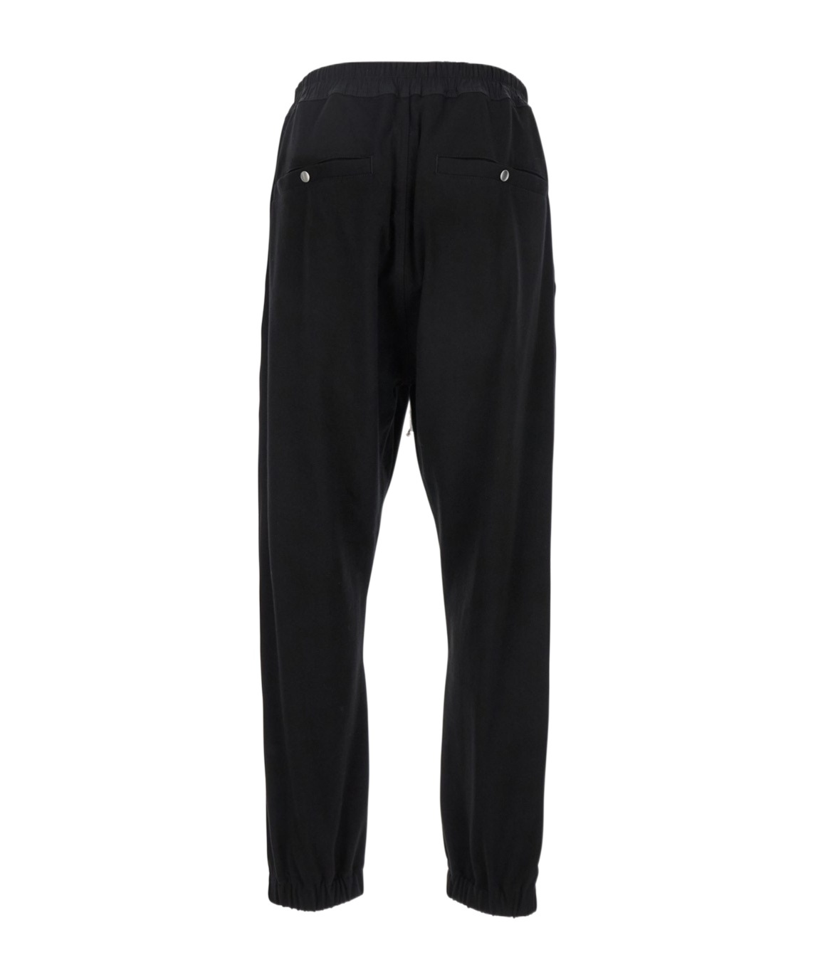Rick Owens Black Drop-crotched Track Pants With Drawstring In Stretch Cotton Man In Black