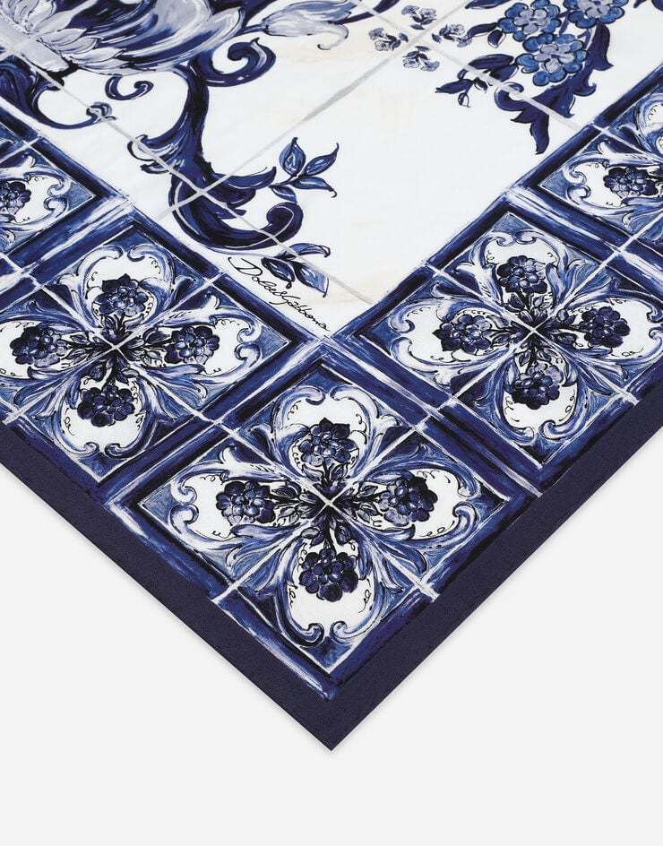 Dolce & Gabbana Majolica Foulard Twill Scarf In Multicolor