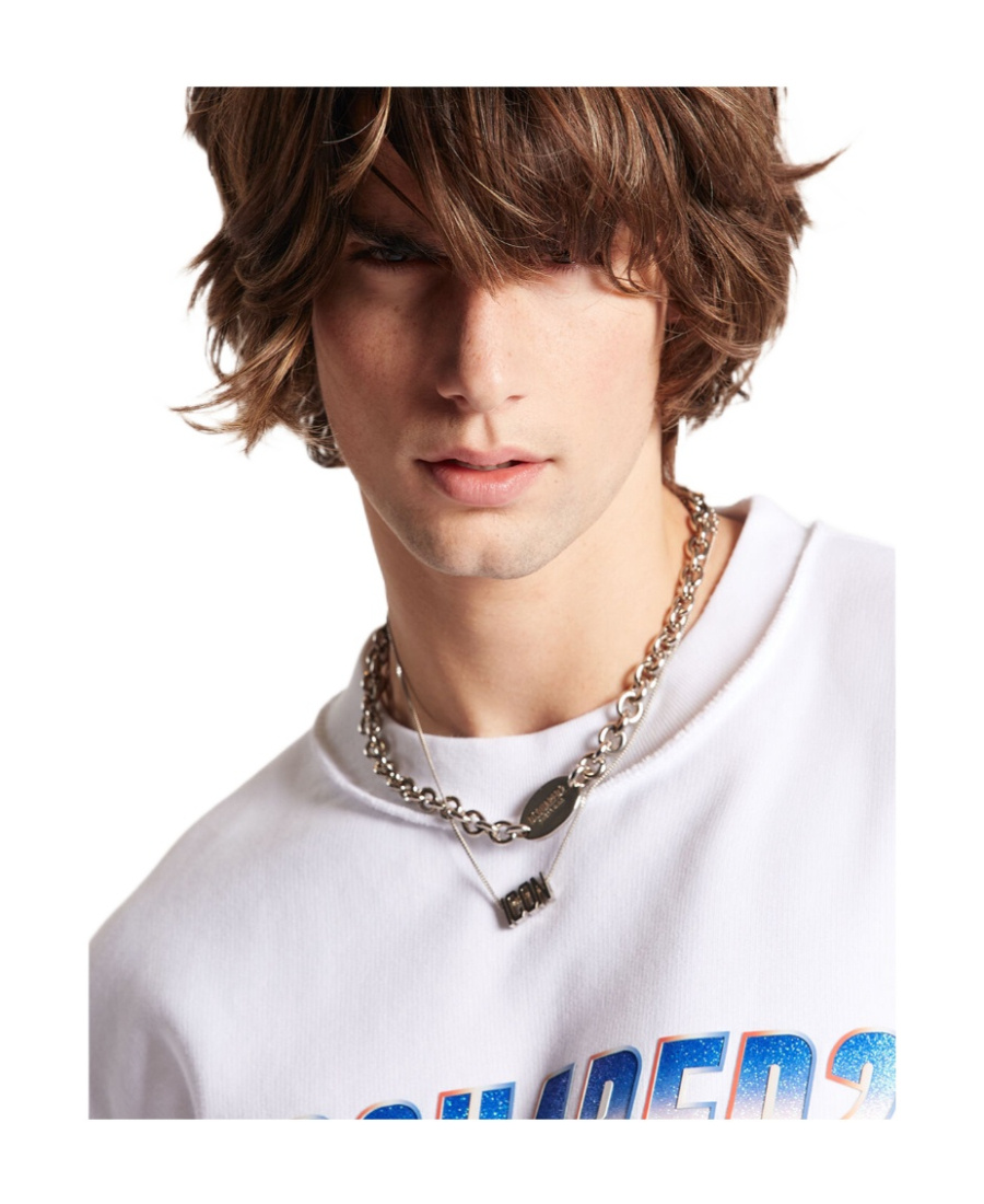 Dsquared2 Logo Printed Long-sleeved Sweatshirt In White