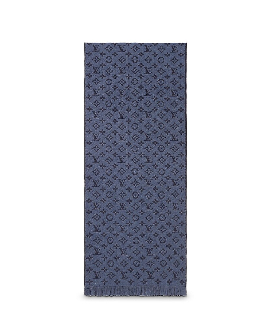 Pre-owned Louis Vuitton Monogram Classic Scarf In Blue