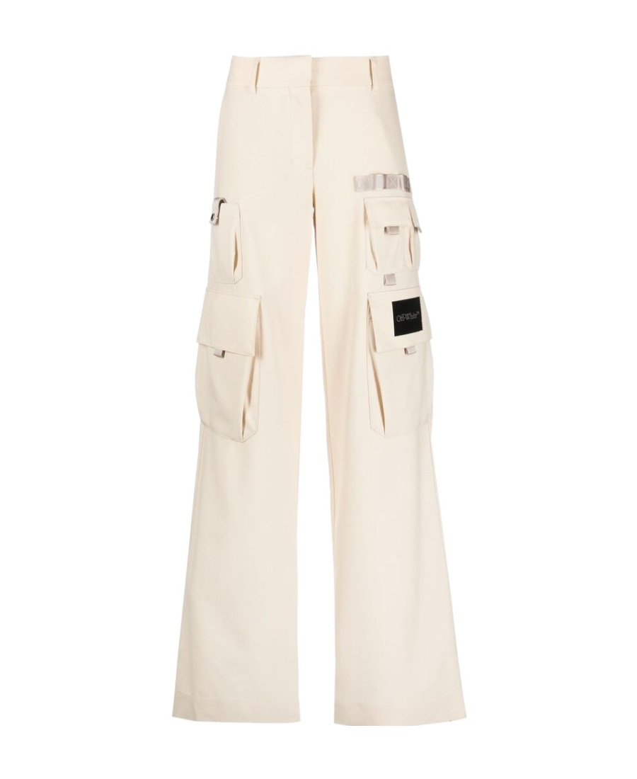 Off-white Toybox Wide-leg Cargo Trousers In White