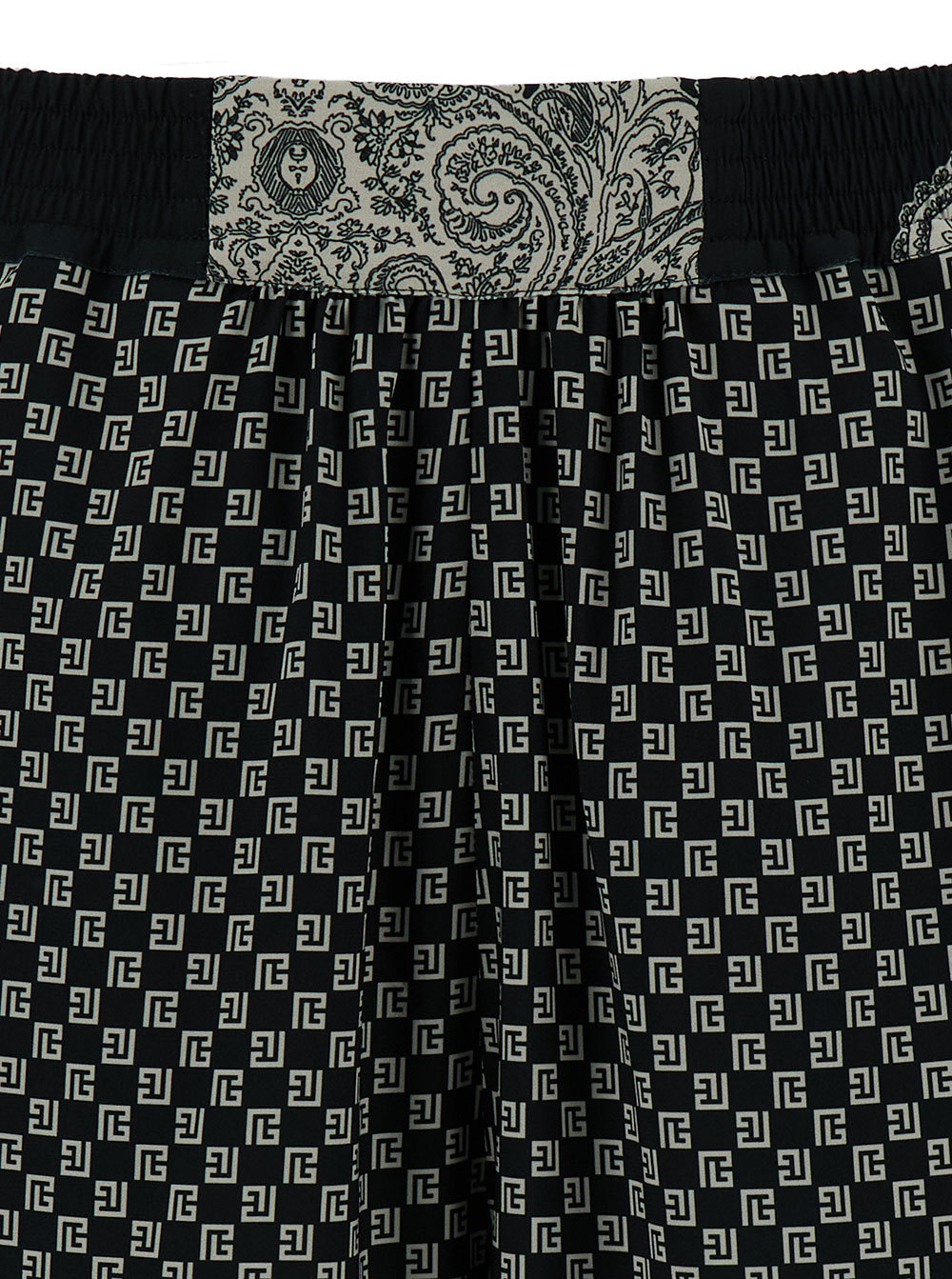 BALMAIN MIX-PRINT SATIN BERMUDA SHORTS 