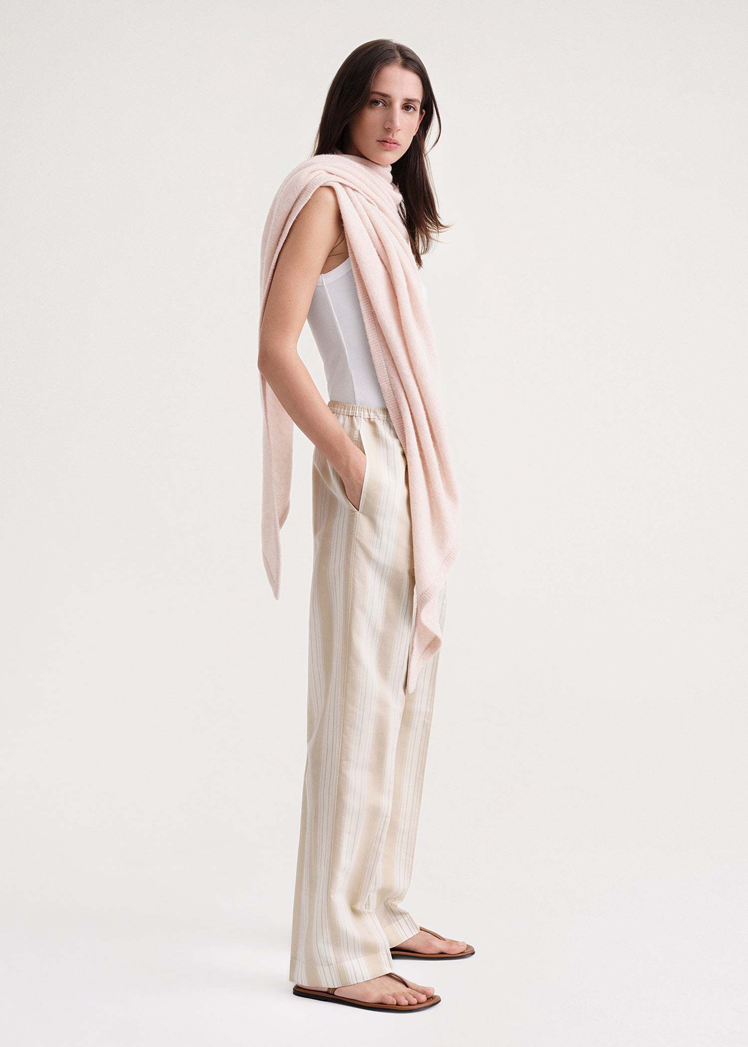 TOTÊME STRIPE-PRINT DRAWSTRING TROUSERS