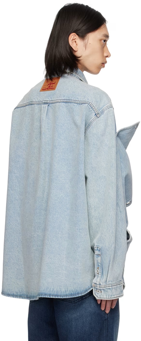 Y/project Snap Off Denim Shirt In Blue